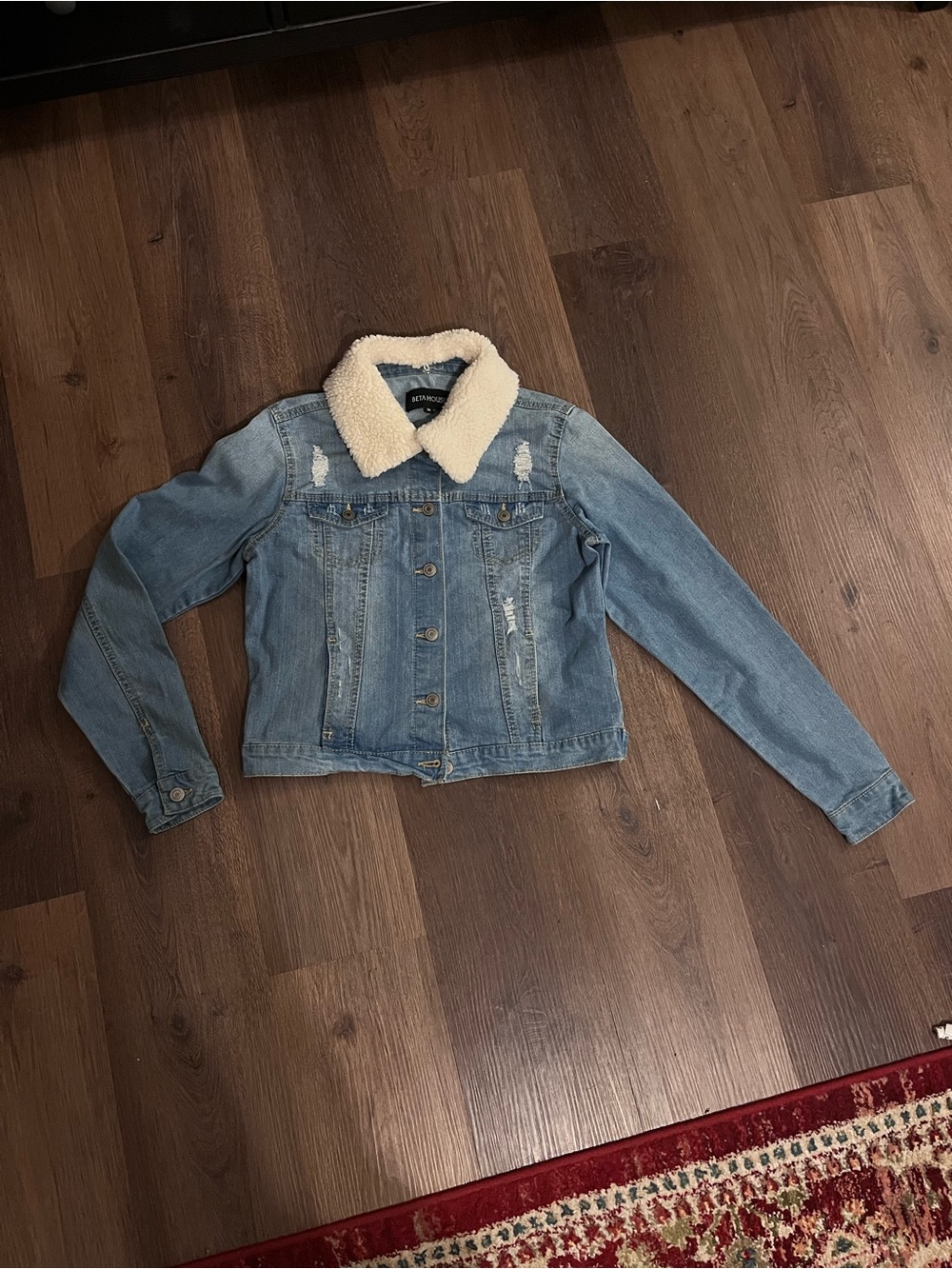 Cropped Denim Jacket With Removable Sherpa Collar
